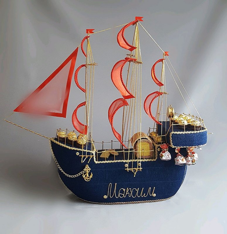 Пиратский корабль из конфет мастер класс