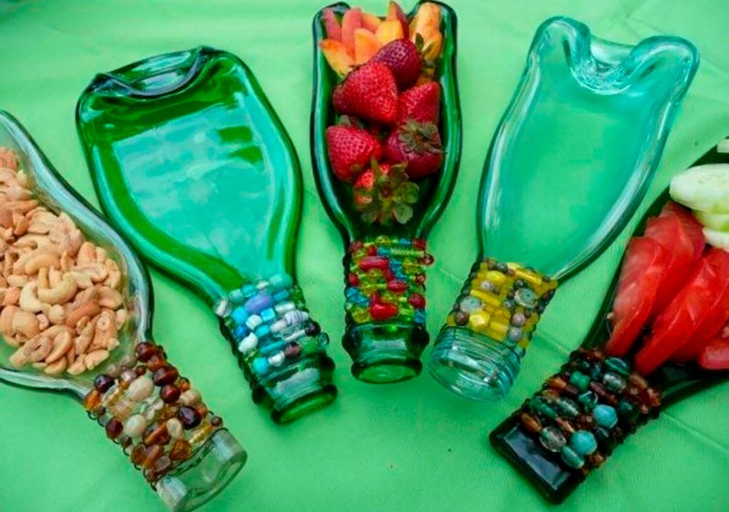 Изделия из расплавленных стеклянных бутылок