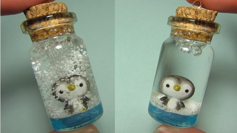 Бутылочки с миниатюрой из полимерной глиной