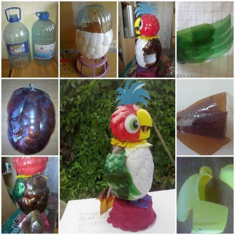 Ворона из пластиковых бутылок для сада и огорода