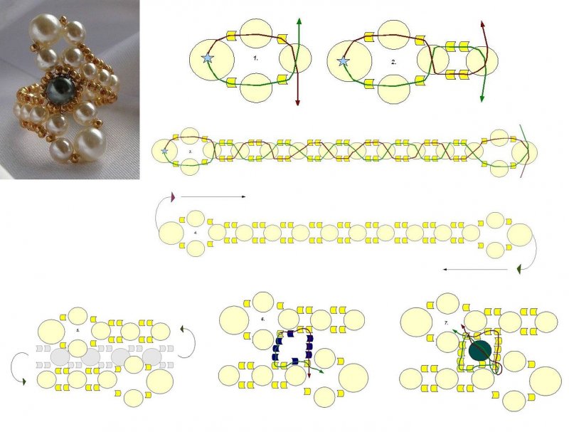 Схемы плетения из бисера кольца для начинающих пошагово
