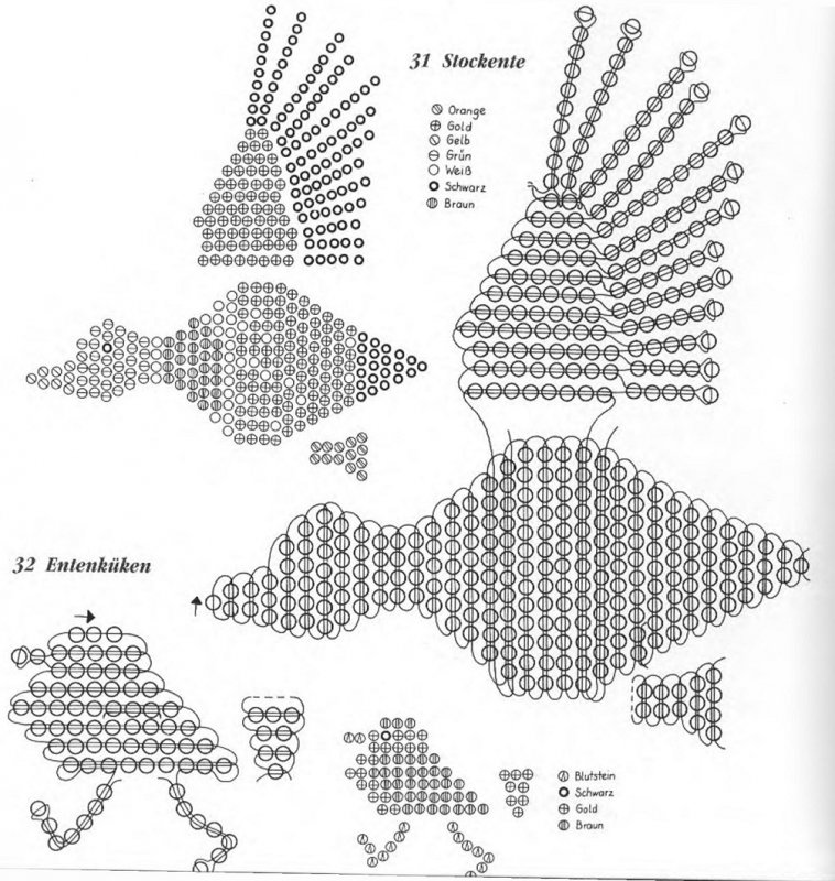 Схема плетения птицы из бисера