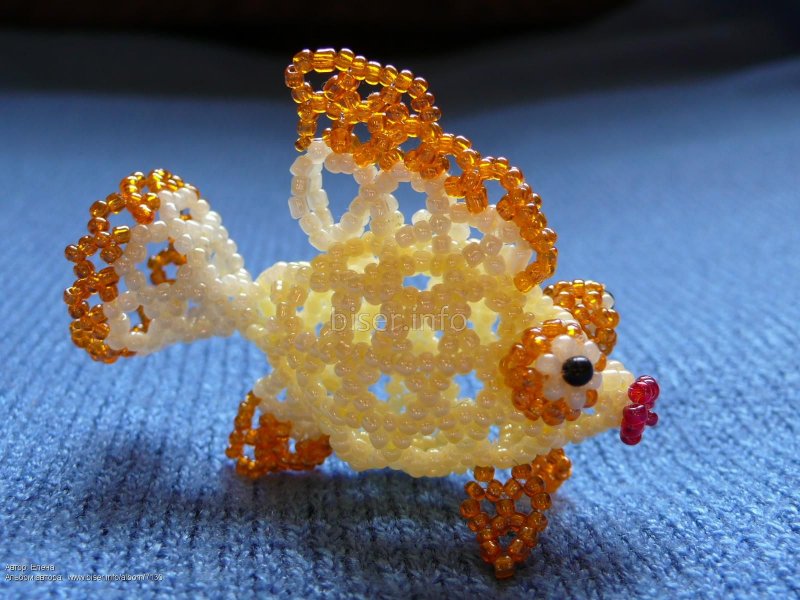Плетение бисером Золотая рыбка