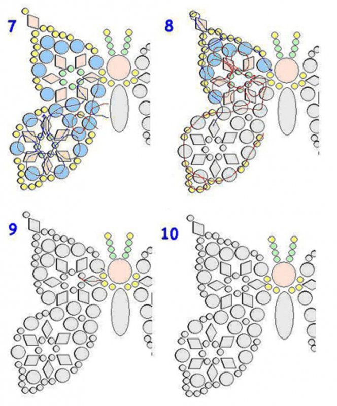 Бабочка из бисера схема плетения для начинающих пошагово