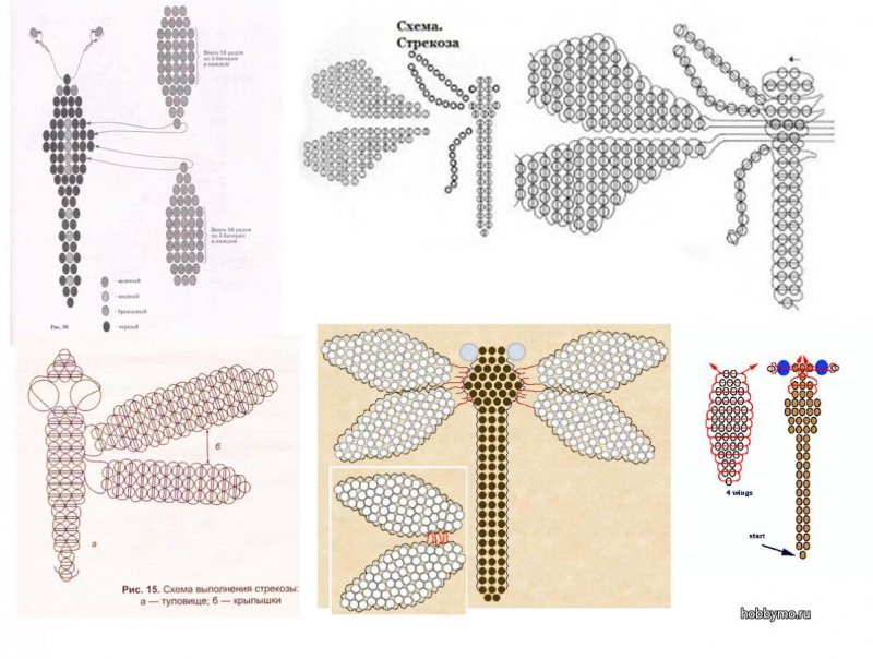 Пошаговая инструкция плетения из бисера Стрекоза