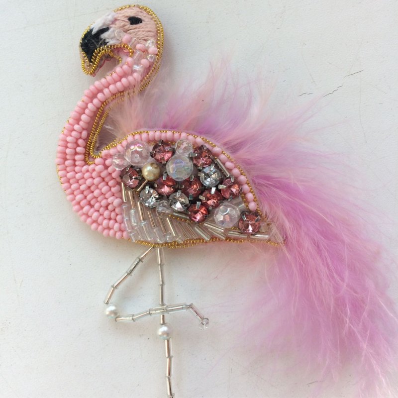 Шаблон Фламинго для броши из бисера