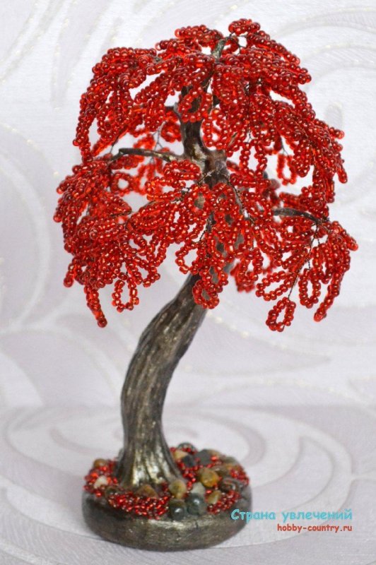 Красное дерево из бисера мастер класс