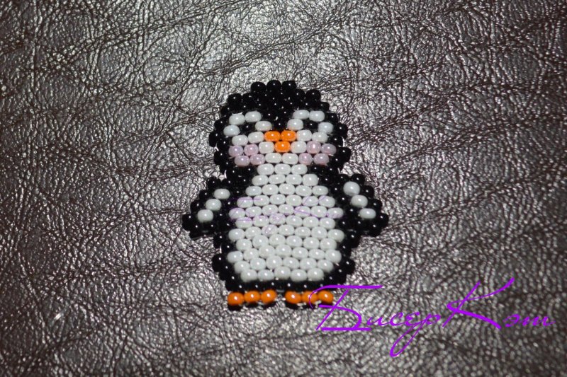 Пингвин из бисера плоский