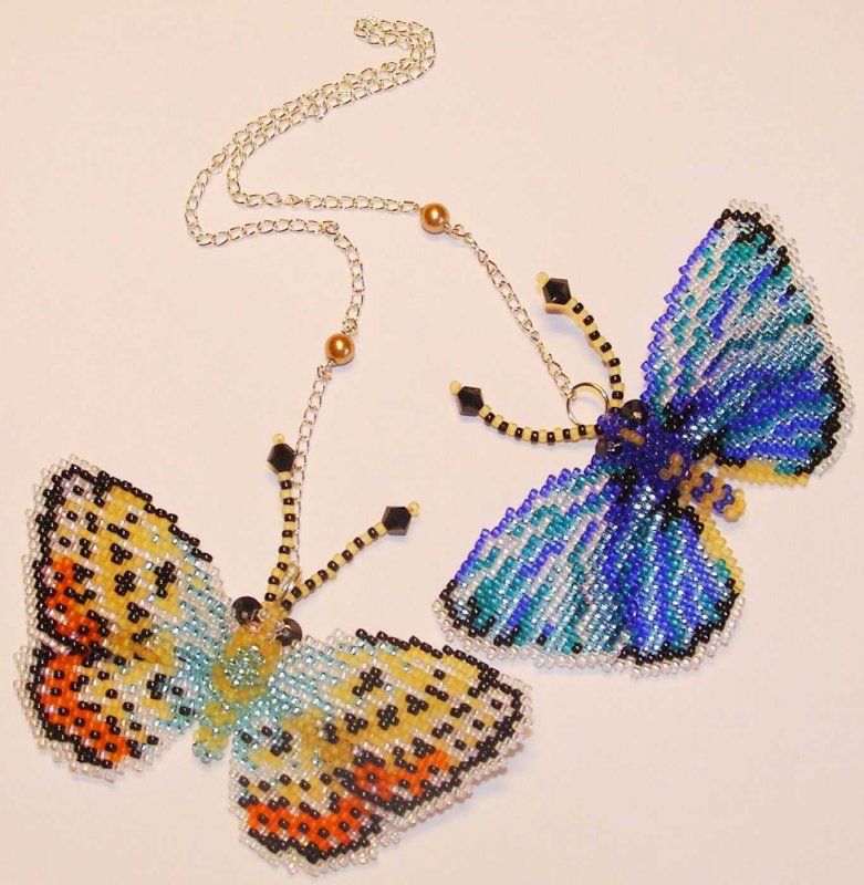 Бабочка- голубянка из бисера схема
