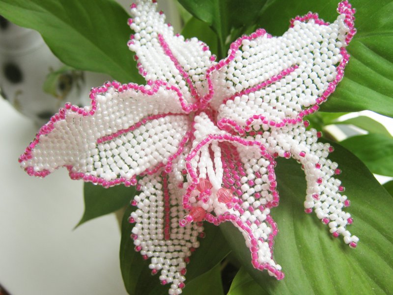Орхидея мозаичным плетением из бисера мастер класс