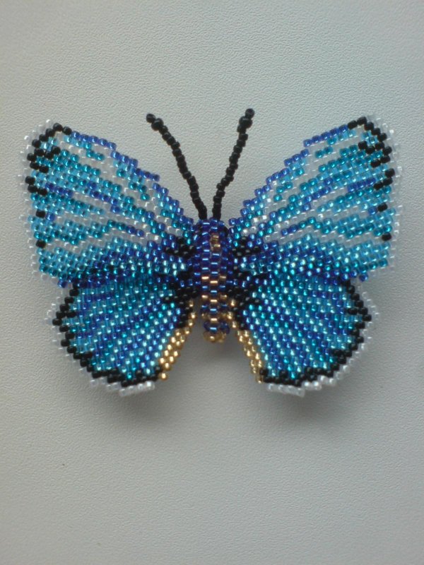 Голубянка Икар бабочка из бисера