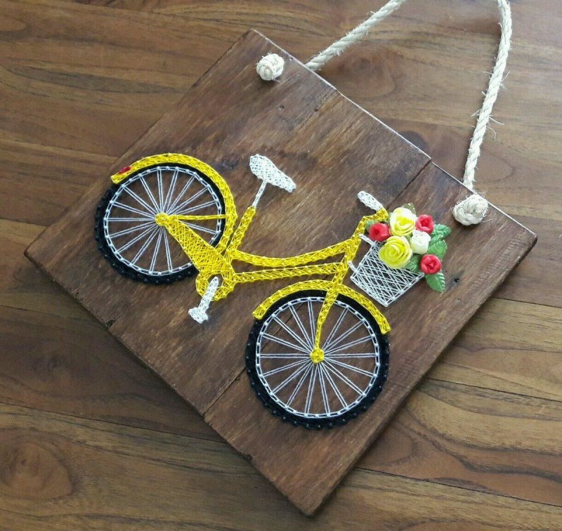Велосипед из гвоздей и ниток