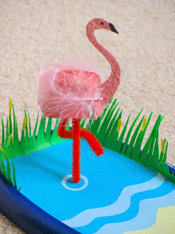Фламинго из шерсти