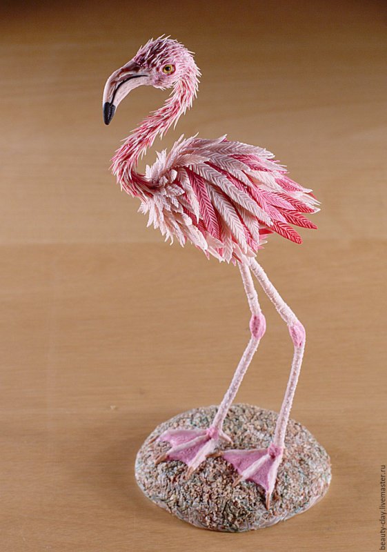 Статуэтка розовый Фламинго из полимерной глины