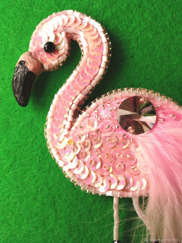 Розовый Фламинго брошь