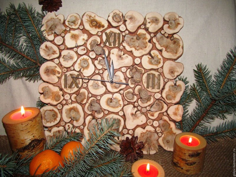 Новогодний декор из спилов дерева