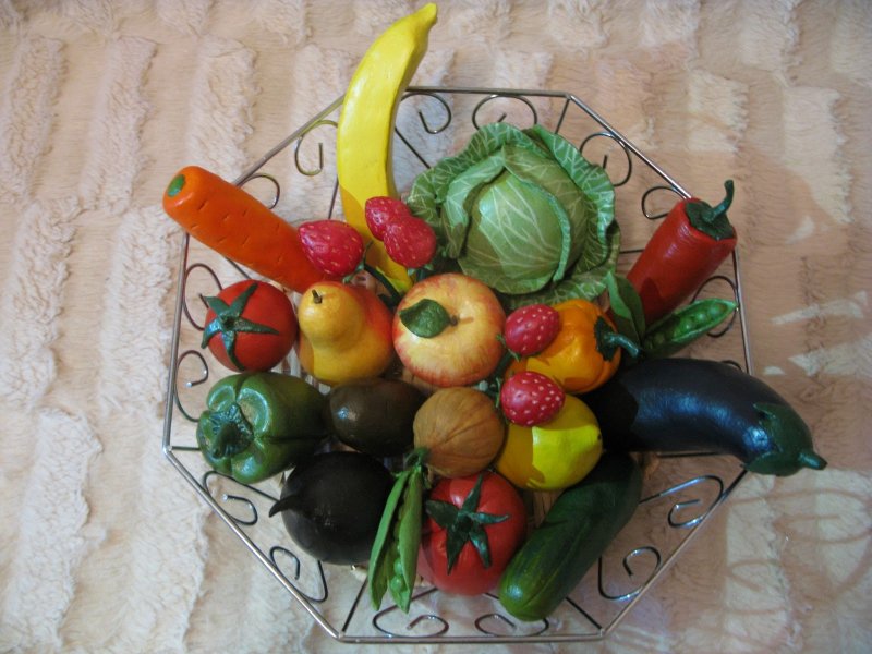 Муляжи фруктов и овощей из соленого теста