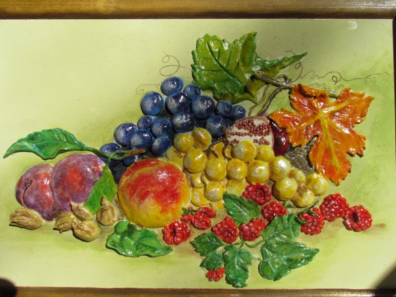 Картины из соленого теста фрукты