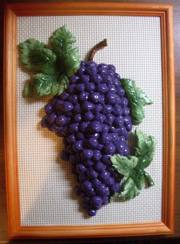 Картина виноград из соленого теста