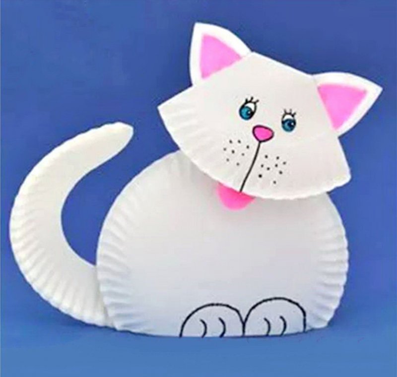 Кот из бумажной тарелки