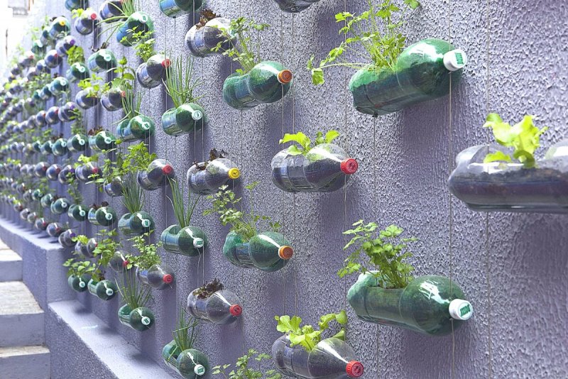Украшения для огорода из пластиковых бутылок