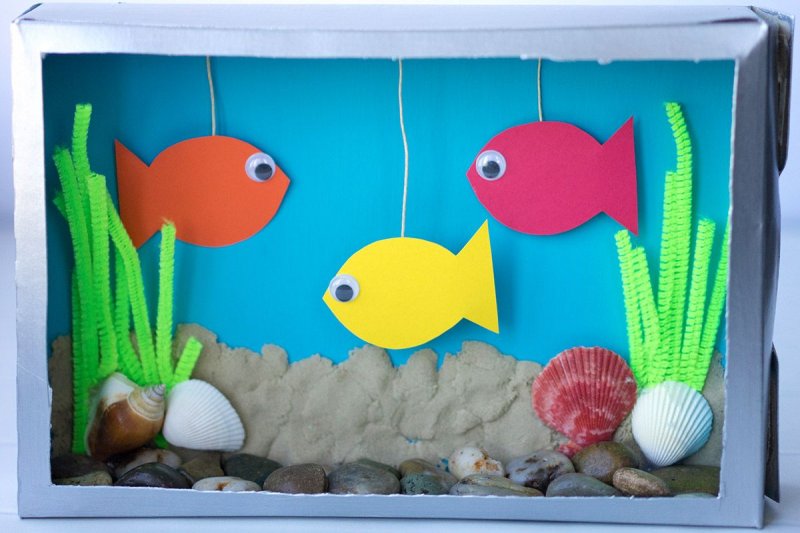 Декоративный аквариум с искусственными рыбками