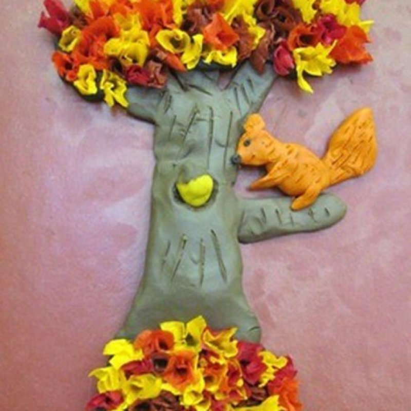 Осеннее дерево из природного материала для детского сада