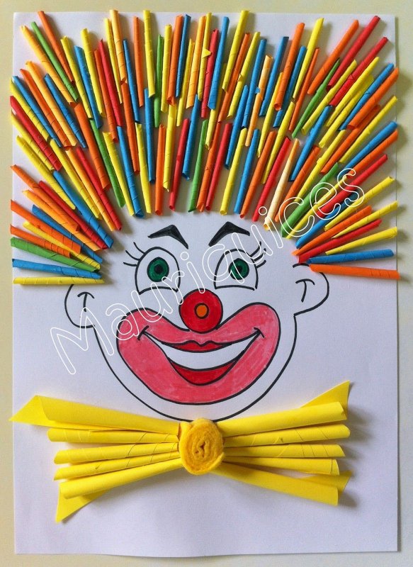 Поделка из бумаги клоун с дошкольниками