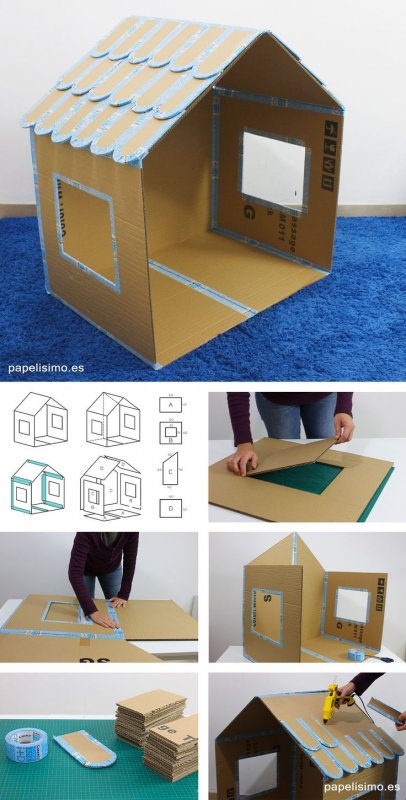 Домик из картонных коробок