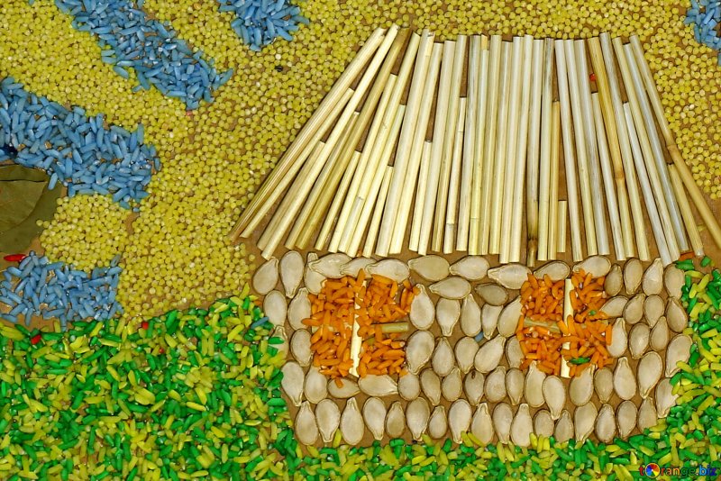 Мозаика домик из соломы
