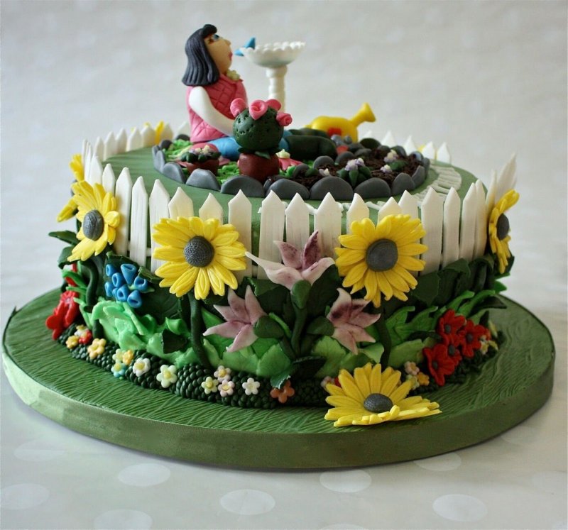 Торт клумба с цветами