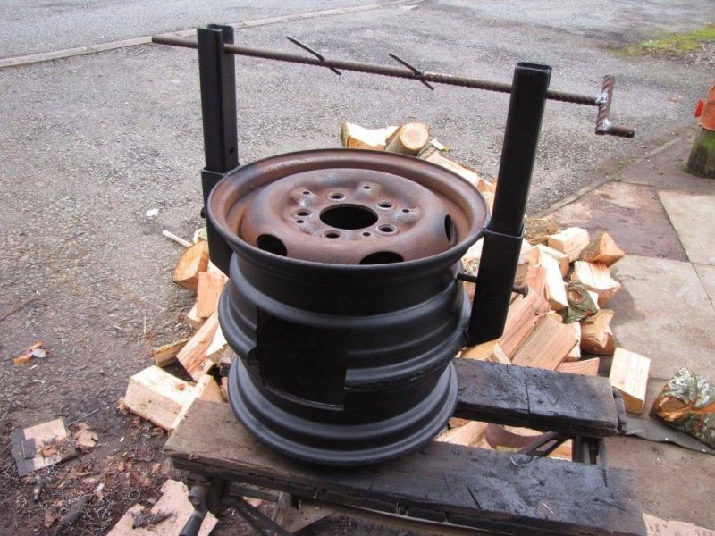 Печка из колесных дисков ГАЗ 3307 для бани