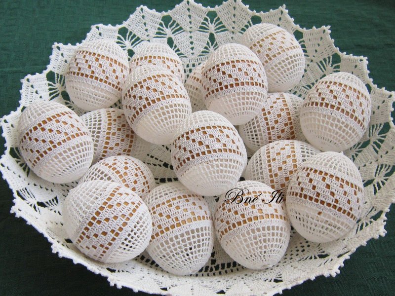 Вязаные пасхальные яйца