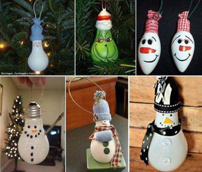 Новогодние игрушки из лампочек