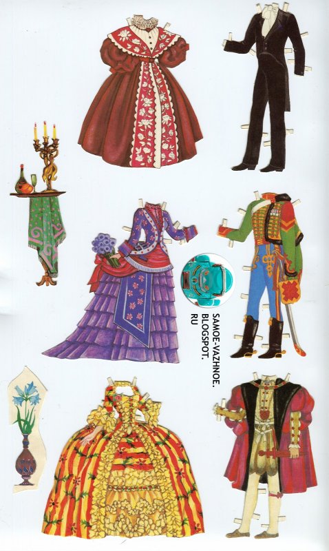 Бумажная кукла одежда средневековья
