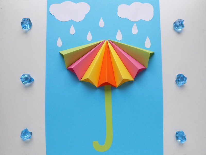Объемная аппликация зонтик из бумаги