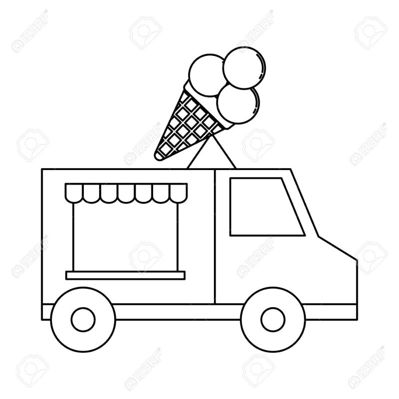 Фургон мороженого трафарет