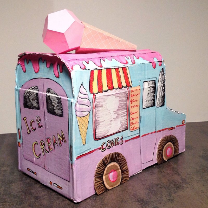 Фургончик для мороженого из картона