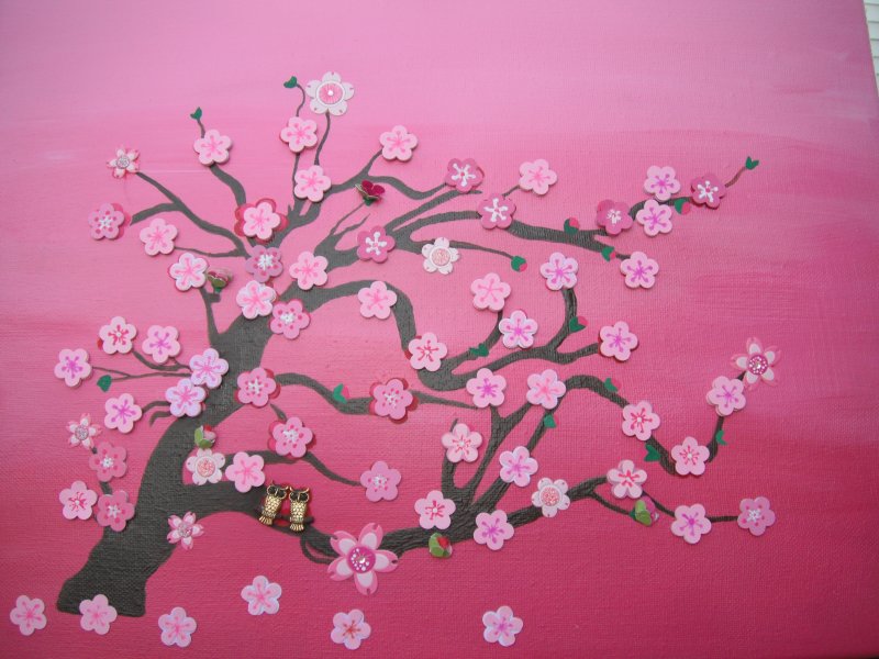 Цветы Сакуры из гофрированной бумаги