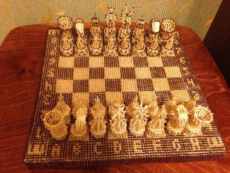 Поделка шахматы из спичек