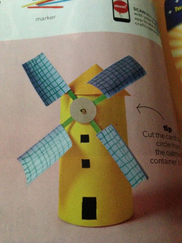 Макет ветряной мельницы из бумаги