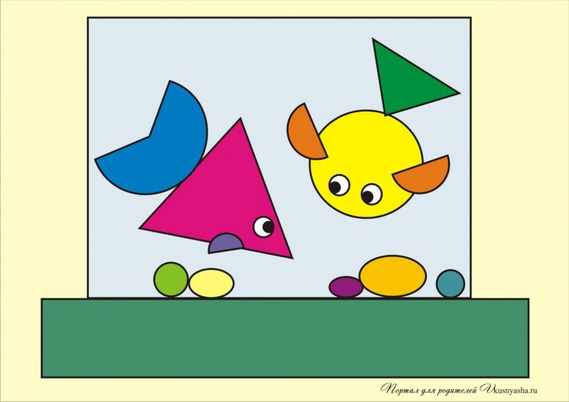 Аппликация из геометрических фигур для детей