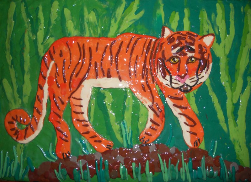 Амурский тигр пластилинография