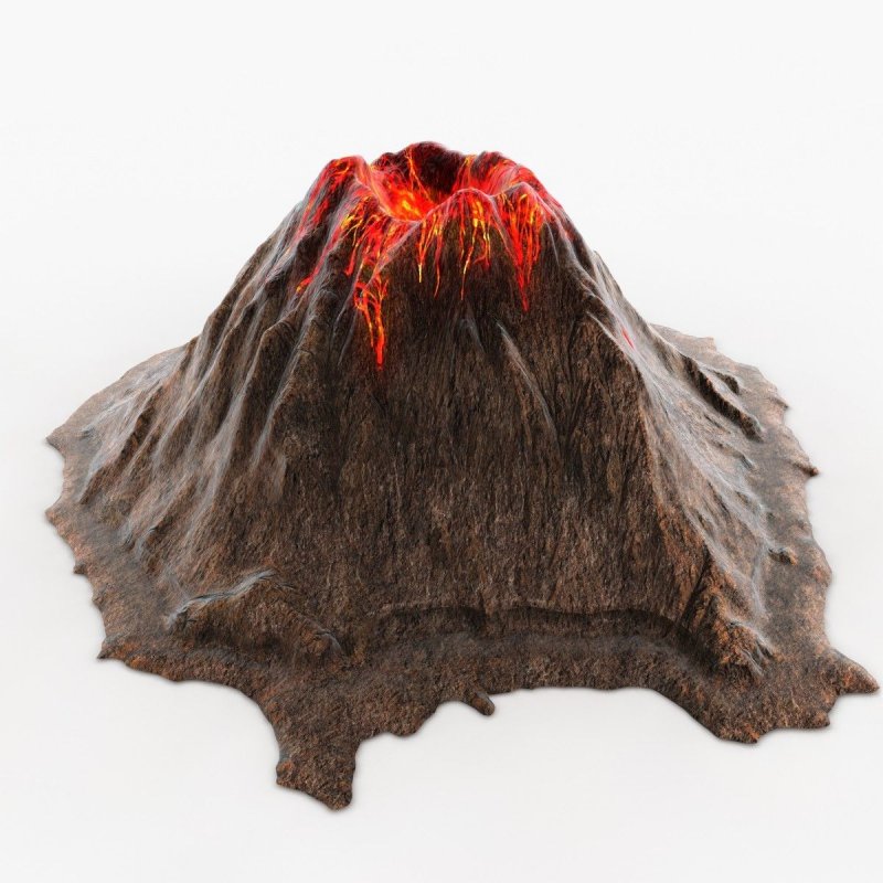 Вулкан с лавой макет