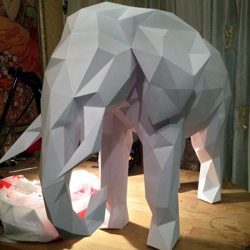 Слон из бумаги объемный