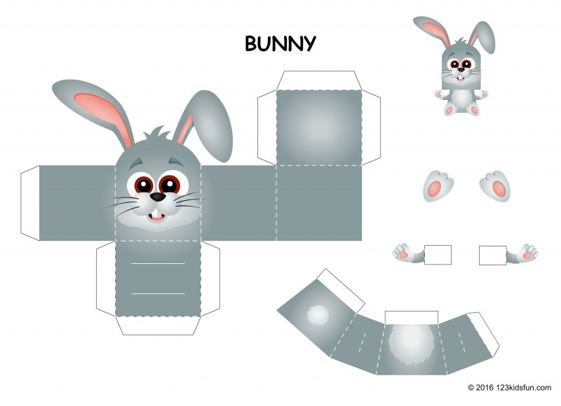 Кролик из бумаги объемный схема