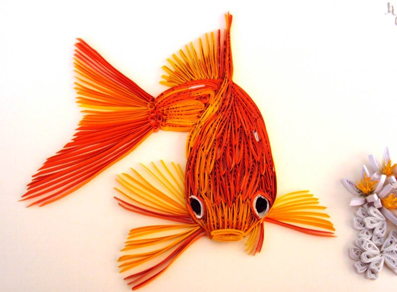 Золотая рыбка джутовая филигрань мастер класс