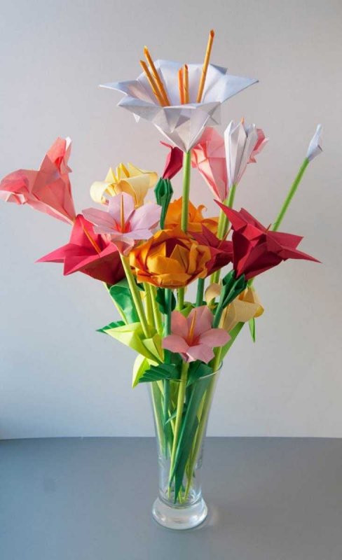 Цветочные композиции оригами