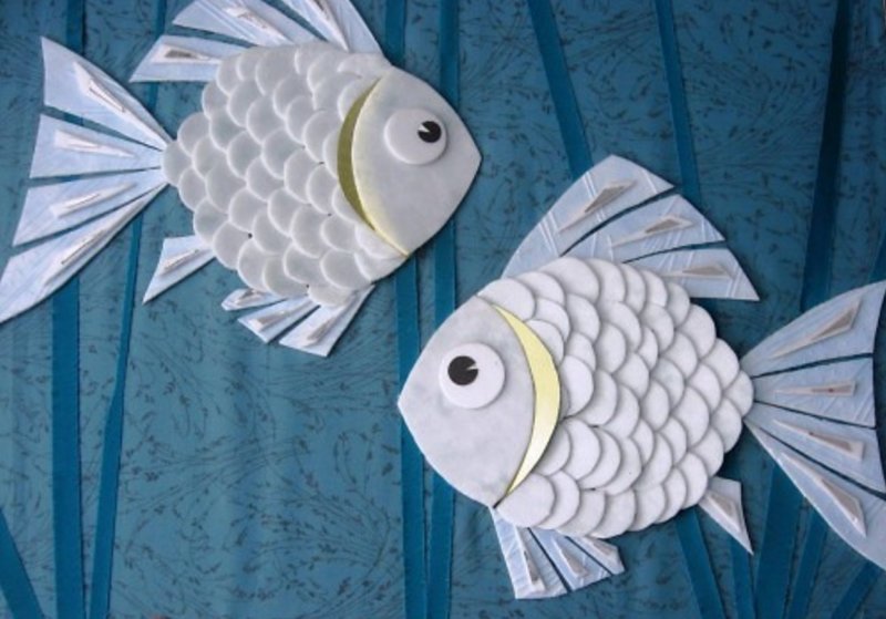 Объемная рыбка из цветной бумаги
