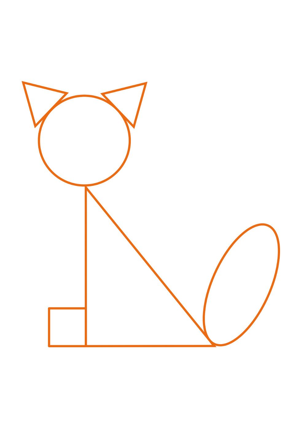 Кошка из геометрических фигур для детей